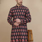 Printed Silk Blend Straight Kurtas for Men ( KO 5251 Black )