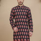 Printed Silk Blend Straight Kurtas for Men ( KO 5251 Black )