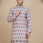 Printed Silk Blend Straight Kurtas for Men ( KO 5251 Grey )