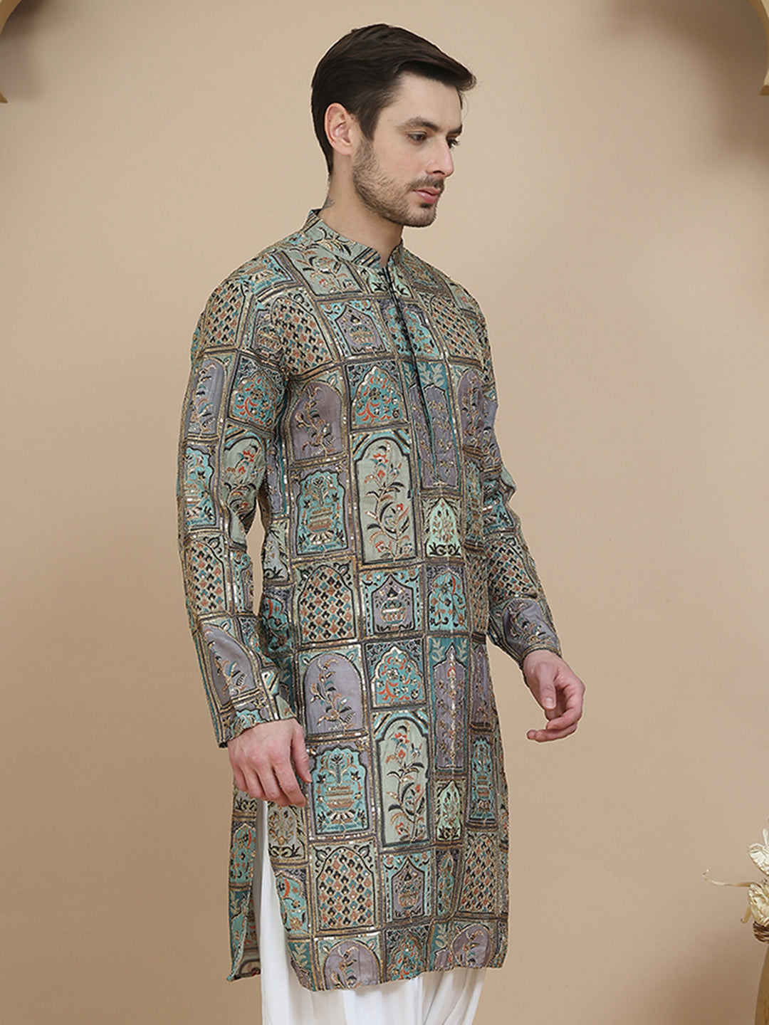 Embroidered Kurtas for Men ( KO 5254 Blue )