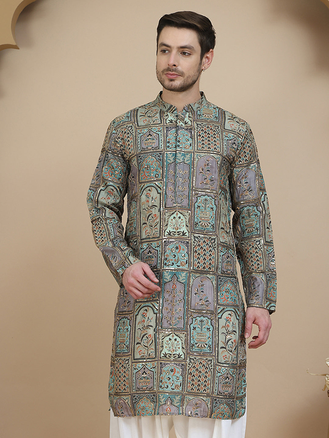 Embroidered Kurtas for Men ( KO 5254 Blue )
