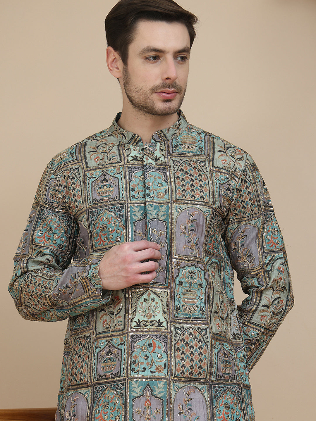Embroidered Kurtas for Men ( KO 5254 Blue )