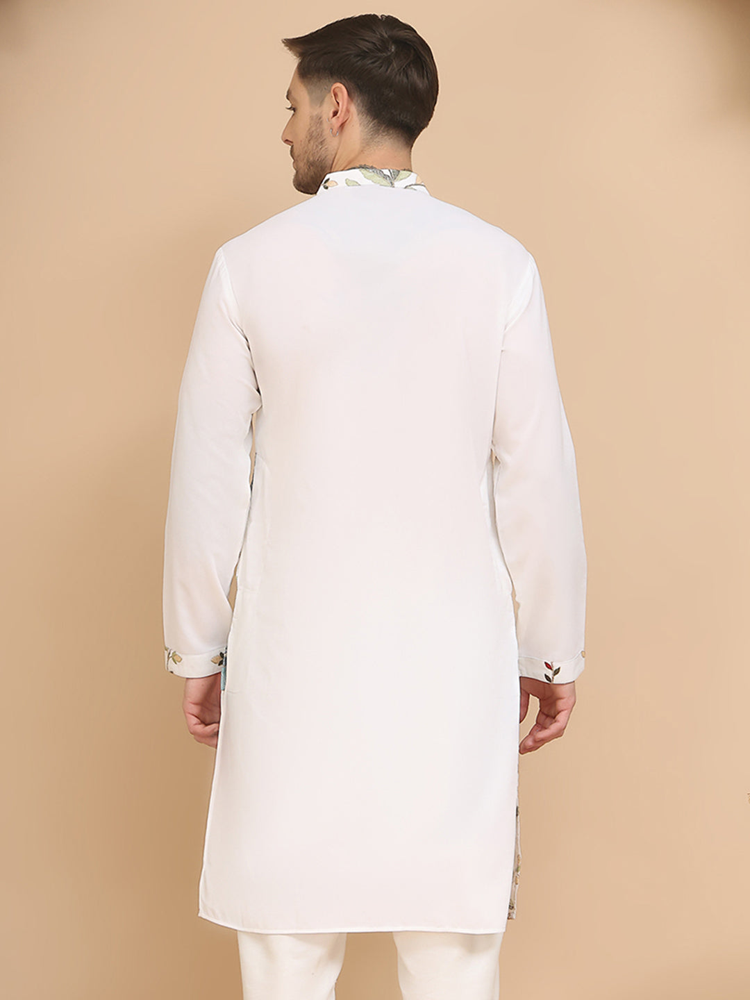 White Embroidered Kurta with Sequins & Zari Work ( KO 5255 White )