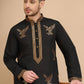 Silk Blend Kurtas with Golden Eagle Embroidery ( KO 5256 Black )