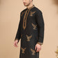 Silk Blend Kurtas with Golden Eagle Embroidery ( KO 5256 Black )