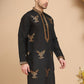Silk Blend Kurtas with Golden Eagle Embroidery ( KO 5256 Black )