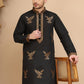 Silk Blend Kurtas with Golden Eagle Embroidery ( KO 5256 Black )