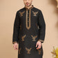 Silk Blend Kurtas with Golden Eagle Embroidery ( KO 5256 Black )