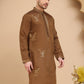 Silk Blend Kurtas with Golden Eagle Embroidery ( KO 5256 Brown )