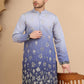 Woven Design Short Kurta for Men ( KO 5257 Blue )