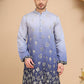 Woven Design Short Kurta for Men ( KO 5257 Blue )