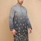 Woven Design Short Kurta for Men ( KO 5257 Grey )