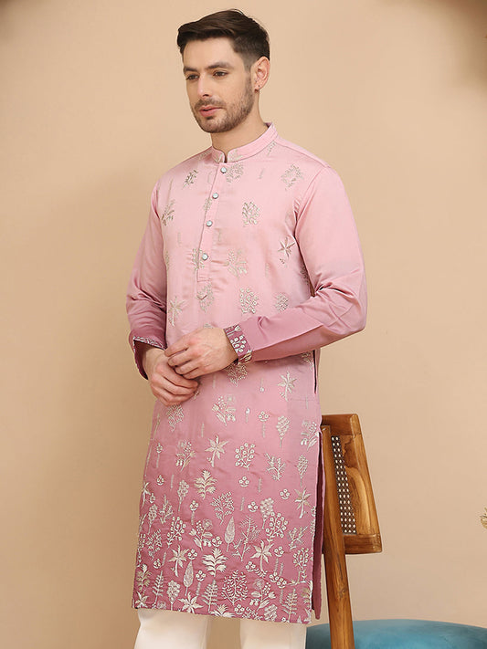 Ombre & Embroidered Kurtas ( KO 5257 Pink )