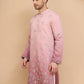 Woven Design Short Kurta for Men ( KO 5257 Pink )