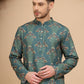 Printed Silk Blend Straight Kurtas for Men ( KO 5259 Green )