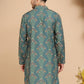 Woven Design Short Kurta for Men ( KO 5259 Green )