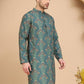 Woven Design Short Kurta for Men ( KO 5259 Green )