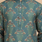 Printed Silk Blend Straight Kurtas for Men ( KO 5259 Green )