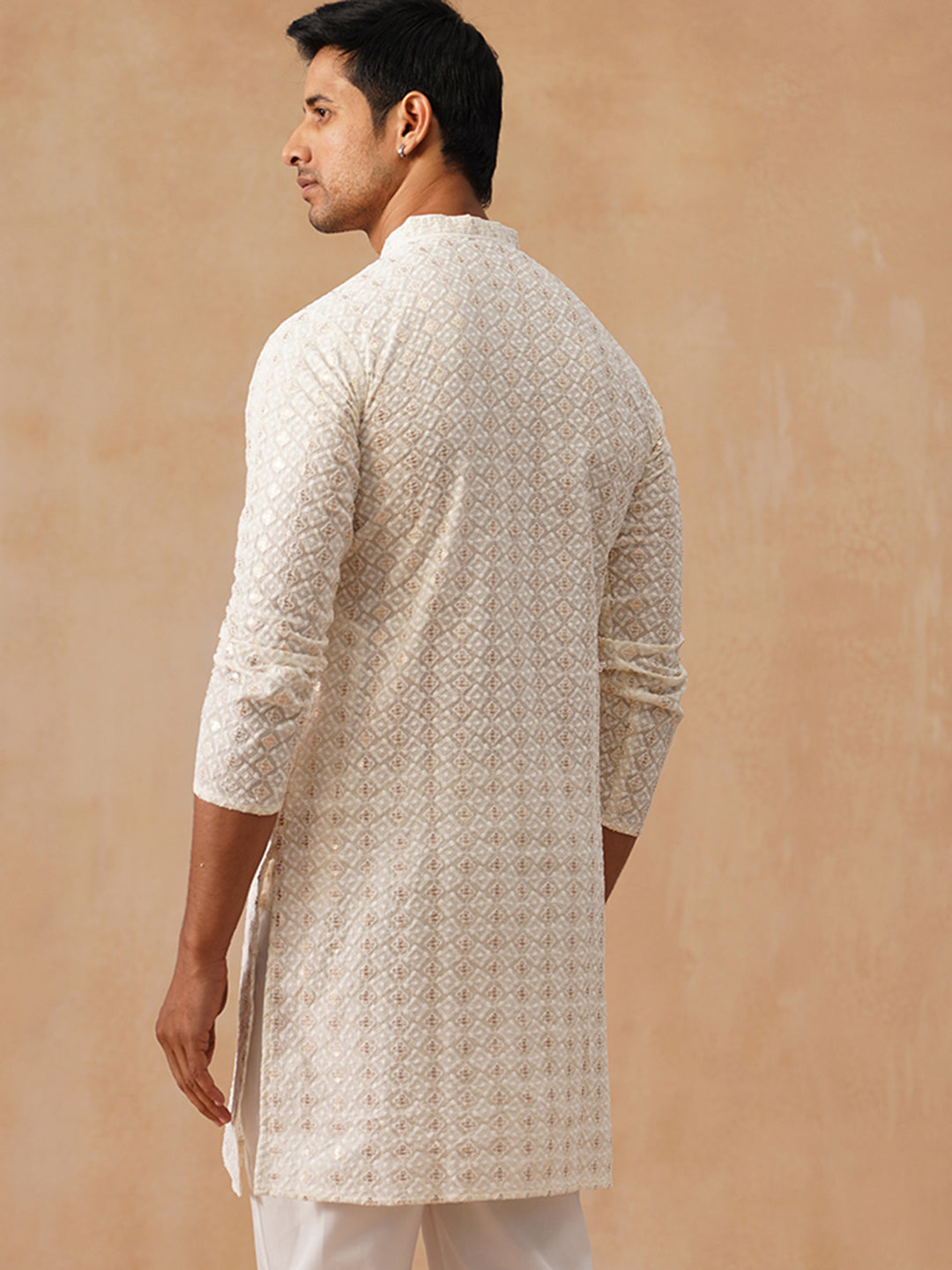 Men’s Ethnic Cotton Embroidered Kurta ( KO 5260 Cream )