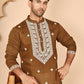 Embroidered Silk Blend Kurtas for Men ( KO 5263 Mehndi ) [FF] [I-1-4]
