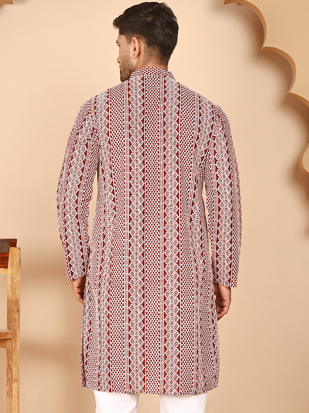 Embroidered Cotton Kurtas ( KO 5264 Maroon ) [FF] [O-10]