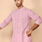 Embroidered Cotton Kurtas (KO 5264 Pink ) [FF] [O-10]