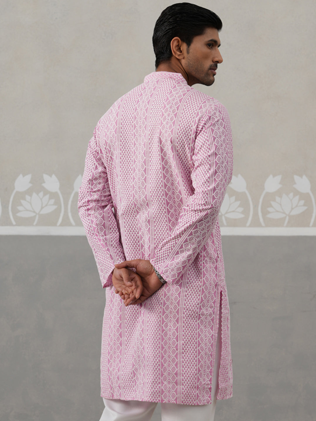 Embroidered Cotton Kurta (KO 5264 Pink ) [FF] [O-10]
