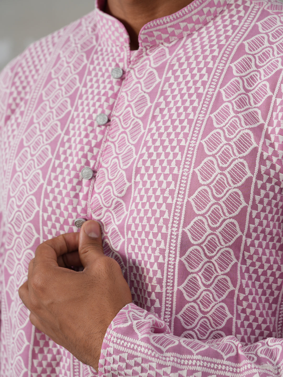 Embroidered Cotton Kurta (KO 5264 Pink ) [FF] [O-10]