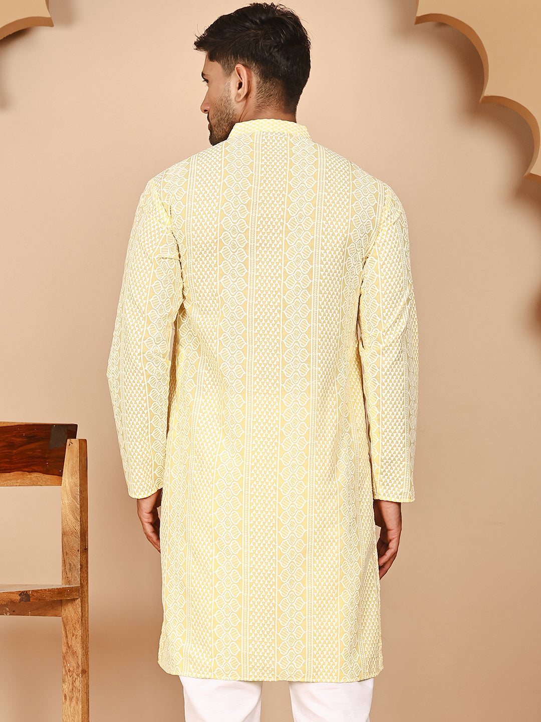 Embroidered Cotton Kurtas (KO 5264 Yellow ) [FF] [O-10]
