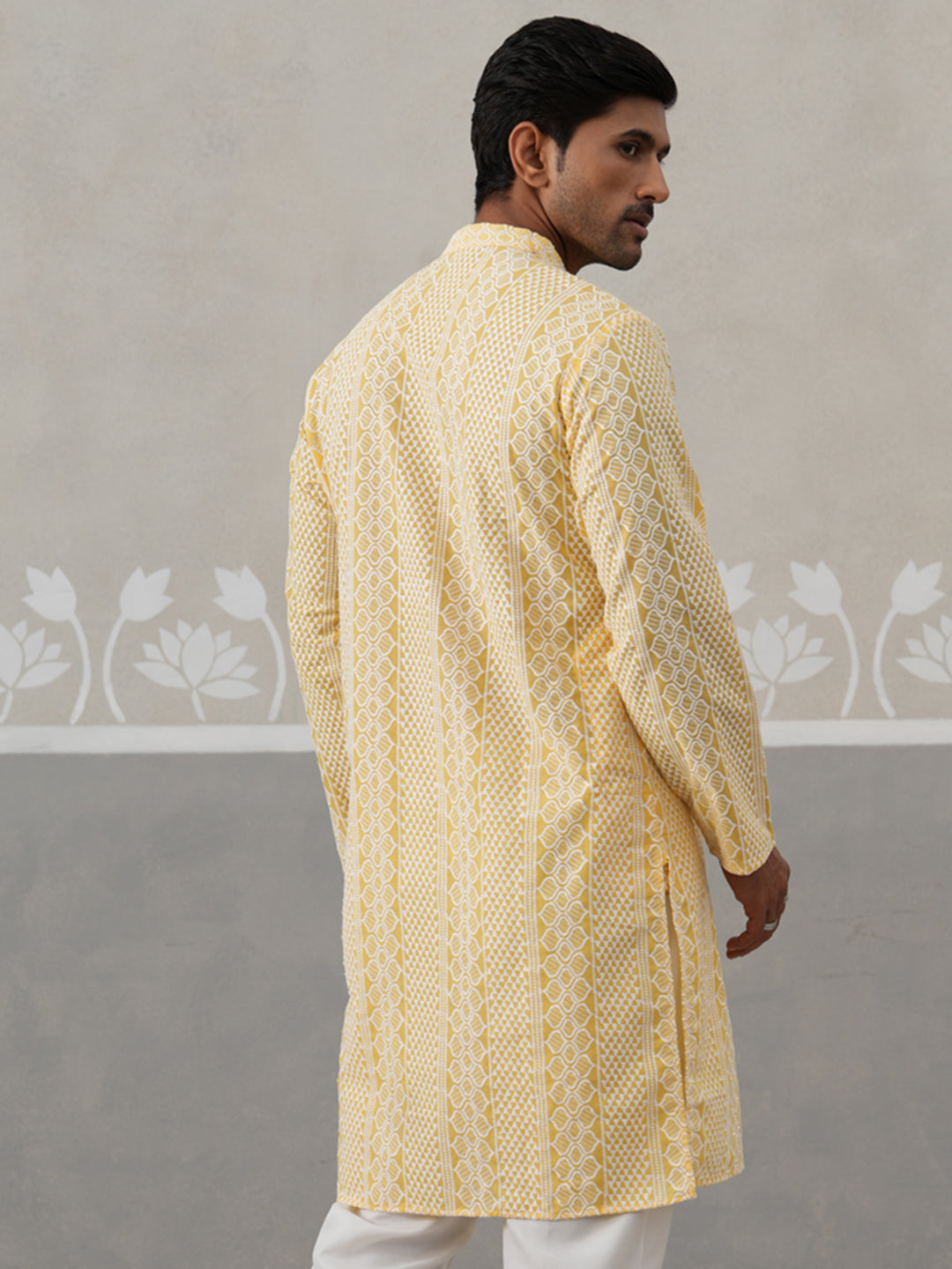 Embroidered Cotton Kurta (KO 5264 Yellow ) [FF] [O-10]