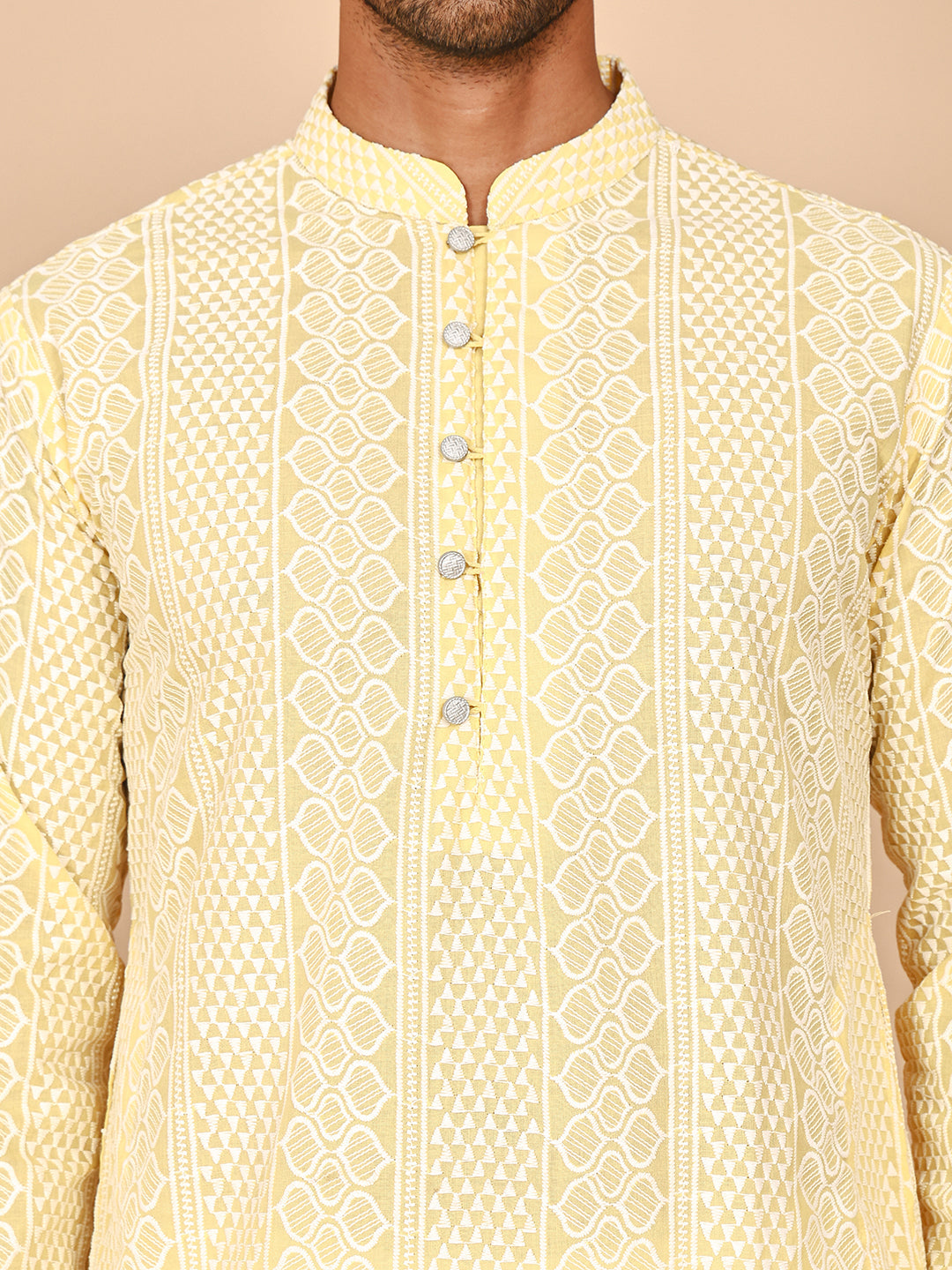 Embroidered Cotton Kurtas (KO 5264 Yellow ) [FF] [O-10]