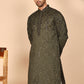 Men's Olive Embroidered Kurtas ( KO 5267 Olive ) [FF] [A-1-4]