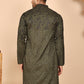 Men's Olive Embroidered Kurtas ( KO 5267 Olive ) [FF] [A-1-4]