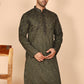Men's Olive Embroidered Kurtas ( KO 5267 Olive ) [FF] [A-1-4]