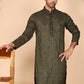 Men's Olive Embroidered Kurtas ( KO 5267 Olive ) [FF] [A-1-4]