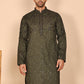 Men's Olive Embroidered Kurtas ( KO 5267 Olive ) [FF] [A-1-4]