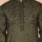 Men's Olive Embroidered Kurtas ( KO 5267 Olive ) [FF] [A-1-4]