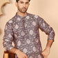 Peach Jacquard Silk Kurtas for Men ( KO 5268 Peach ) [FF] [I-1-4]