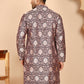 Peach Jacquard Silk Kurtas for Men ( KO 5268 Peach ) [FF] [I-1-4]