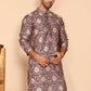 Peach Jacquard Silk Kurtas for Men ( KO 5268 Peach ) [FF] [I-1-4]
