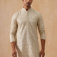 Traditional Mirror Embroidered Kurtas for Men ( KO 5269 Cream ) [FF] [I-1-4]
