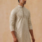 Traditional Mirror Embroidered Kurtas for Men ( KO 5269 Cream ) [FF] [I-1-4]