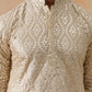 Traditional Mirror Embroidered Kurtas for Men ( KO 5269 Cream ) [FF] [I-1-4]