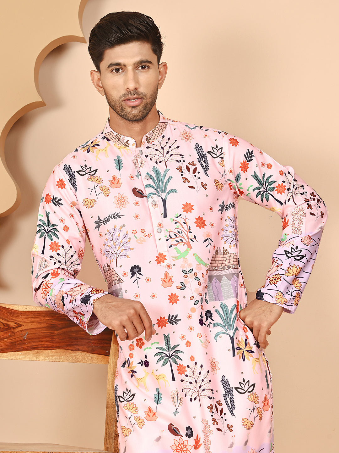 Multicolor Printed Kurtas with Artistic Design ( KO 5272 Peach ) [FF] [C-12]
