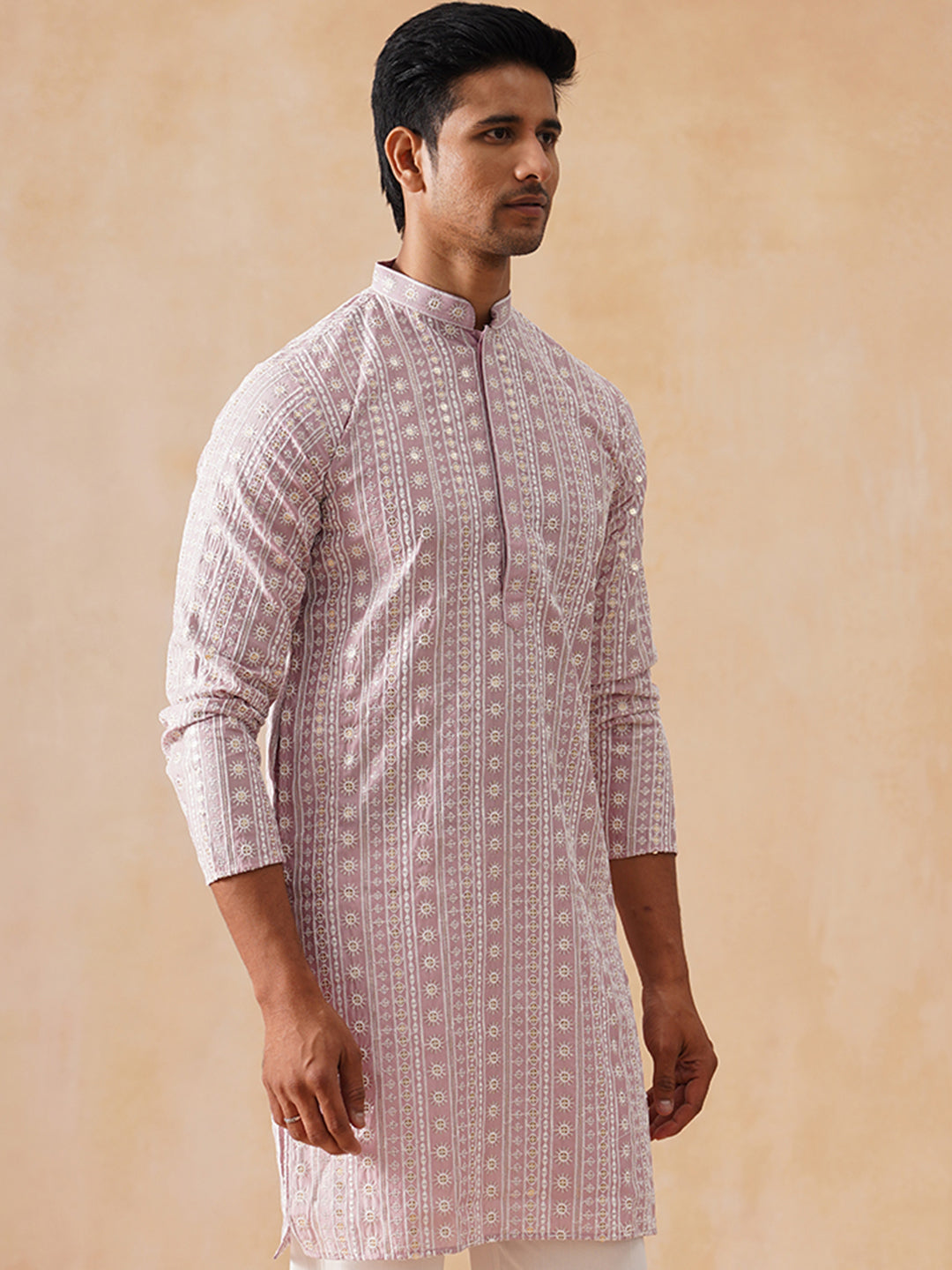 Pink Kurta with White Thread Embroidery ( KO 5280 Magenta )