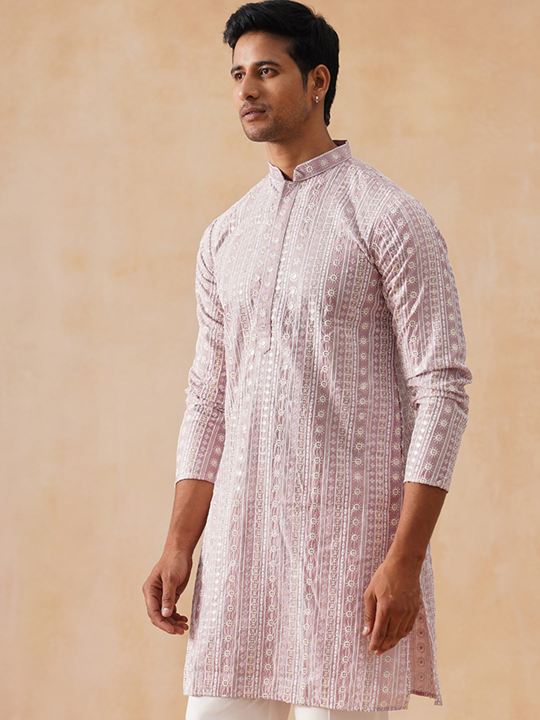 Pink Kurta with White Thread Embroidery ( KO 5280 Magenta )