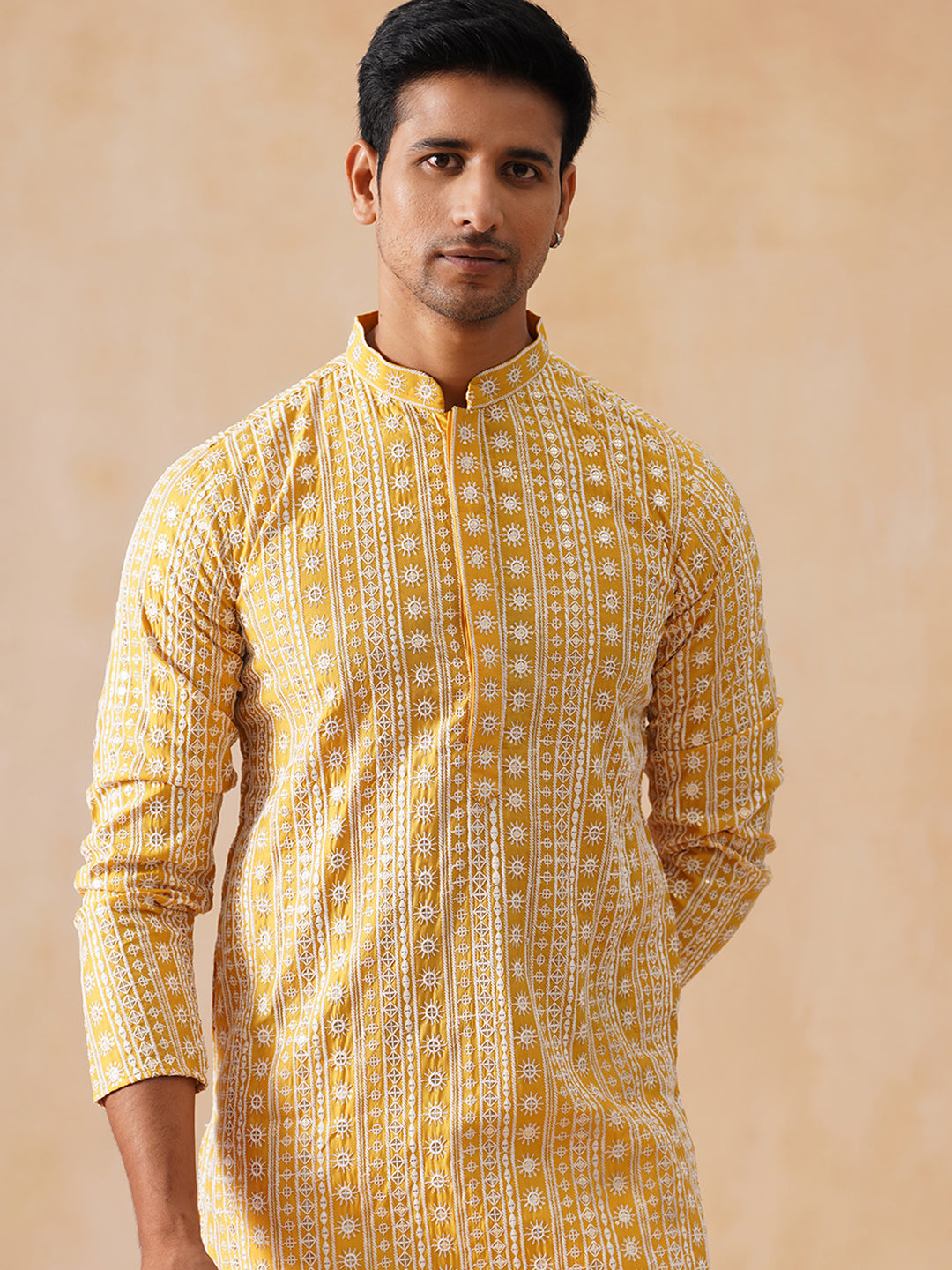Sunshine Mustard Kurta with White Thread Embroidery ( KO 5280 Mustard ) [FF] [O-11-12]