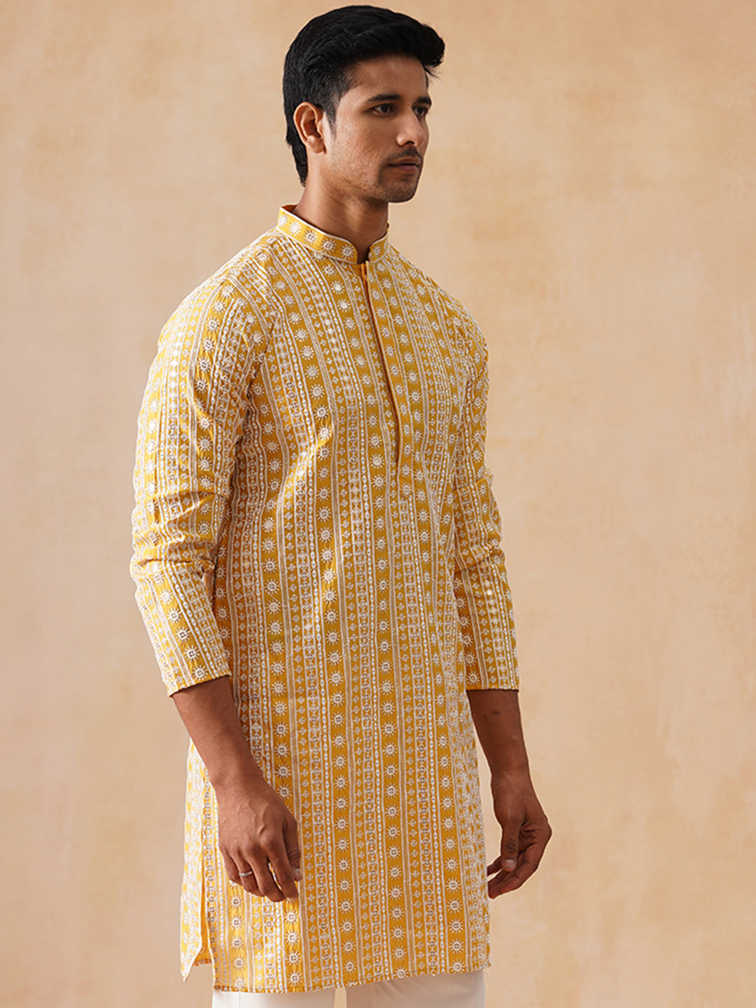 Sunshine Mustard Kurta with White Thread Embroidery ( KO 5280 Mustard ) [FF] [O-11-12]