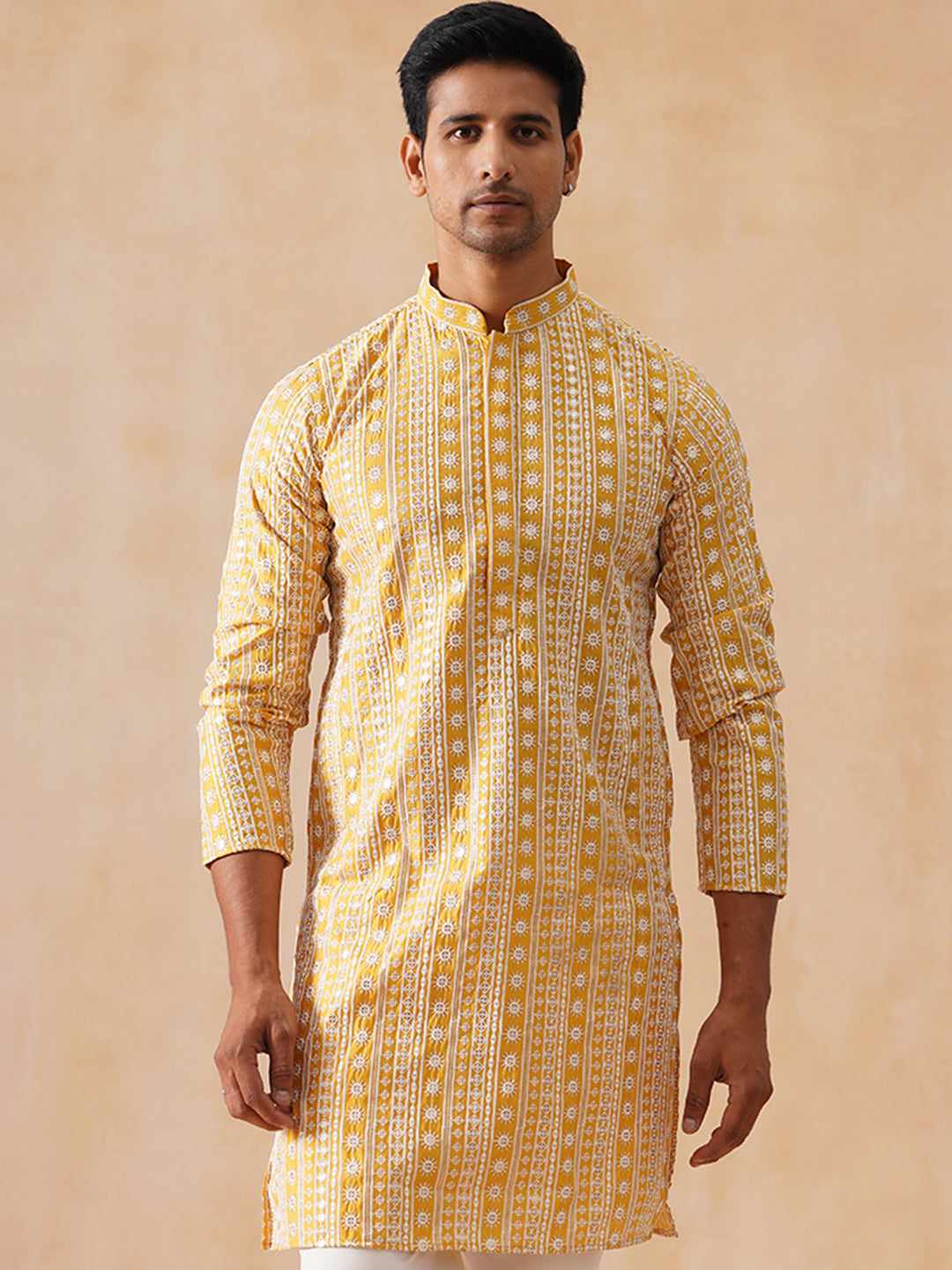 Sunshine Mustard Kurta with White Thread Embroidery ( KO 5280 Mustard ) [FF] [O-11-12]