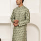 Traditional Floral Printed Kurta for Men ( KO 5281 Pista ) [FF] [D-3]